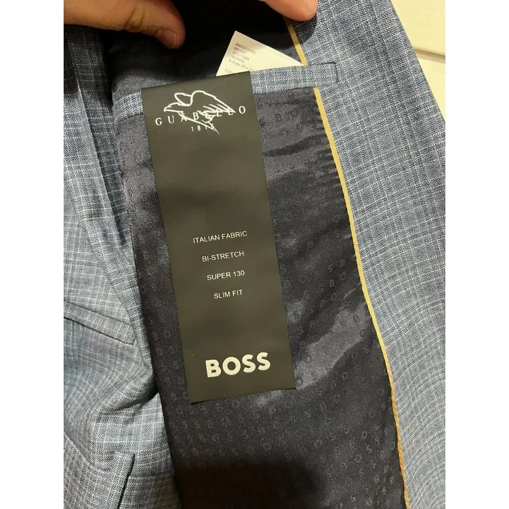 Hugo Boss Italian Wool Blue 2-Piece Suit - NWT Size 44L MSRP‎ $895